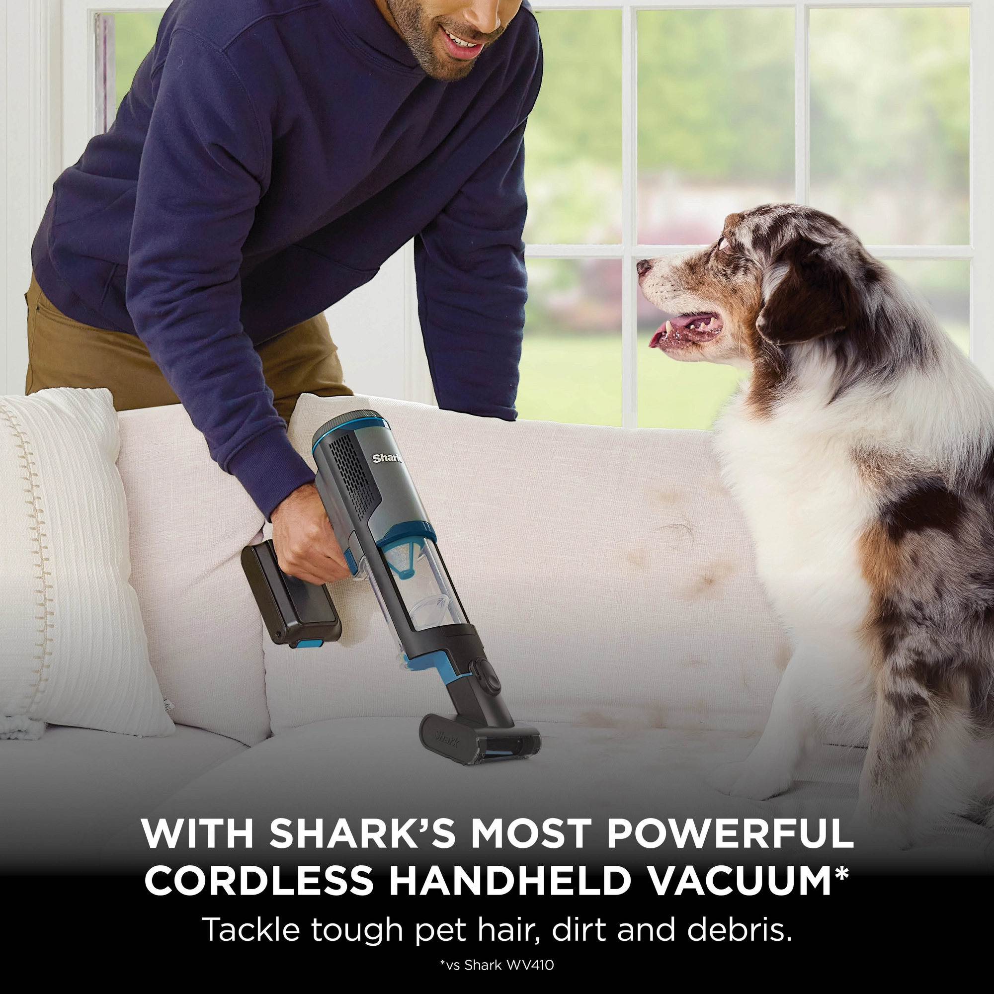Shark BH102UK PowerBoost Pet Handheld Vacuum - 40 Minutes Run Time - Charcoal with Blue - Image 2