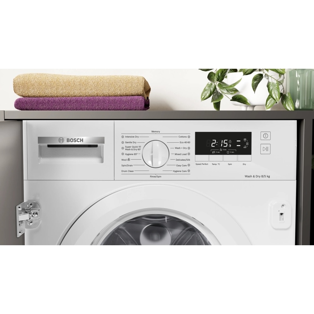 Bosch WKD28260GB Integrated Washer Dryer, 8kg/5kg, 1400 Spin - White - Image 2 Bosch WKD28260GB Integrated Washer Dryer, 8kg/5kg, 1400 Spin - White - Image 2