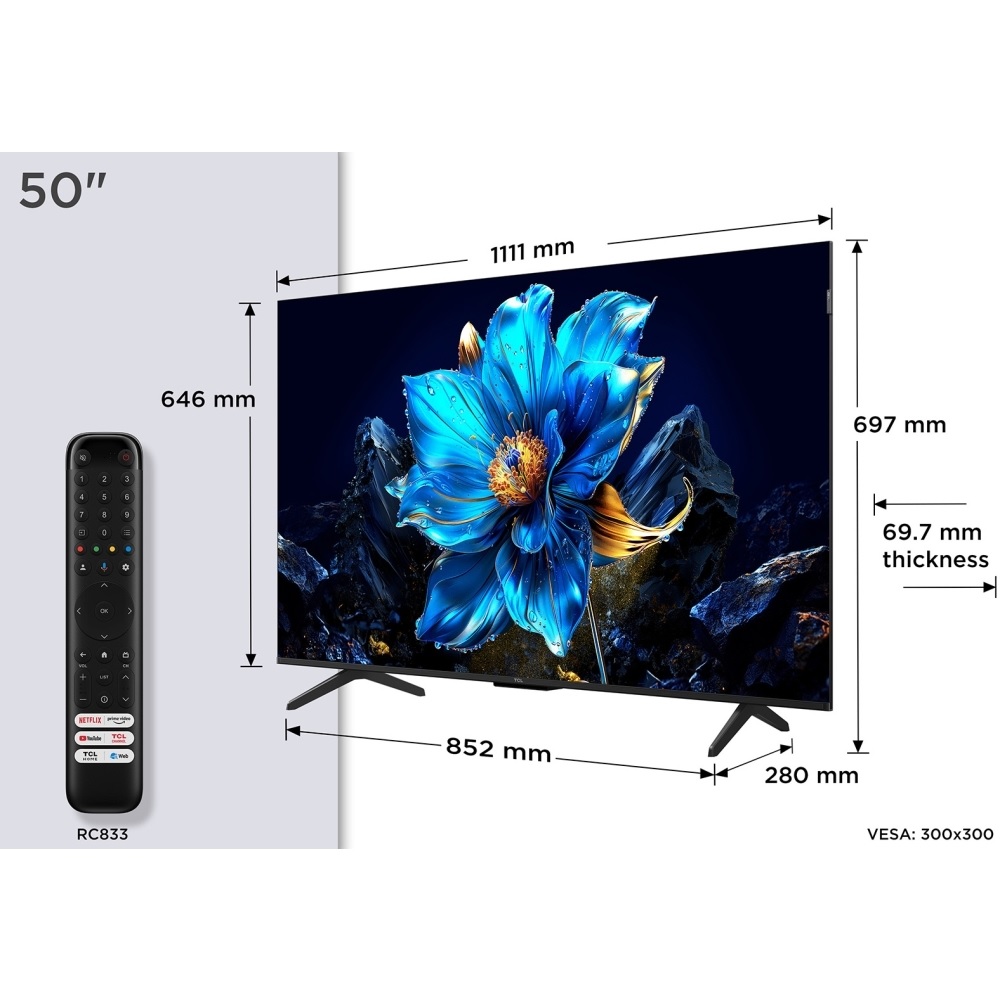 TCL 50P7K-UK 50" QLED Smart Television, 4K Ultra HD - Image 2