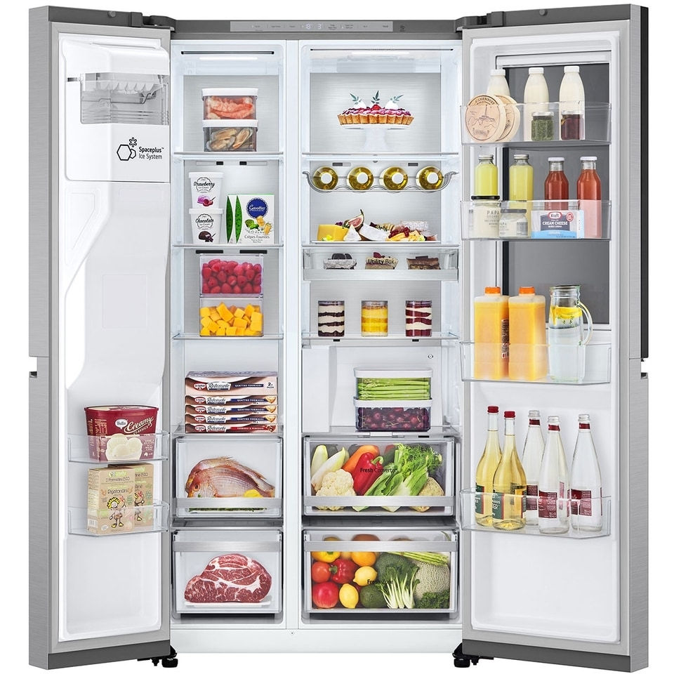 LG GSXE90BSAD American Fridge Freezer, Plumbed, Stainless Steel, D Rated - Image 2