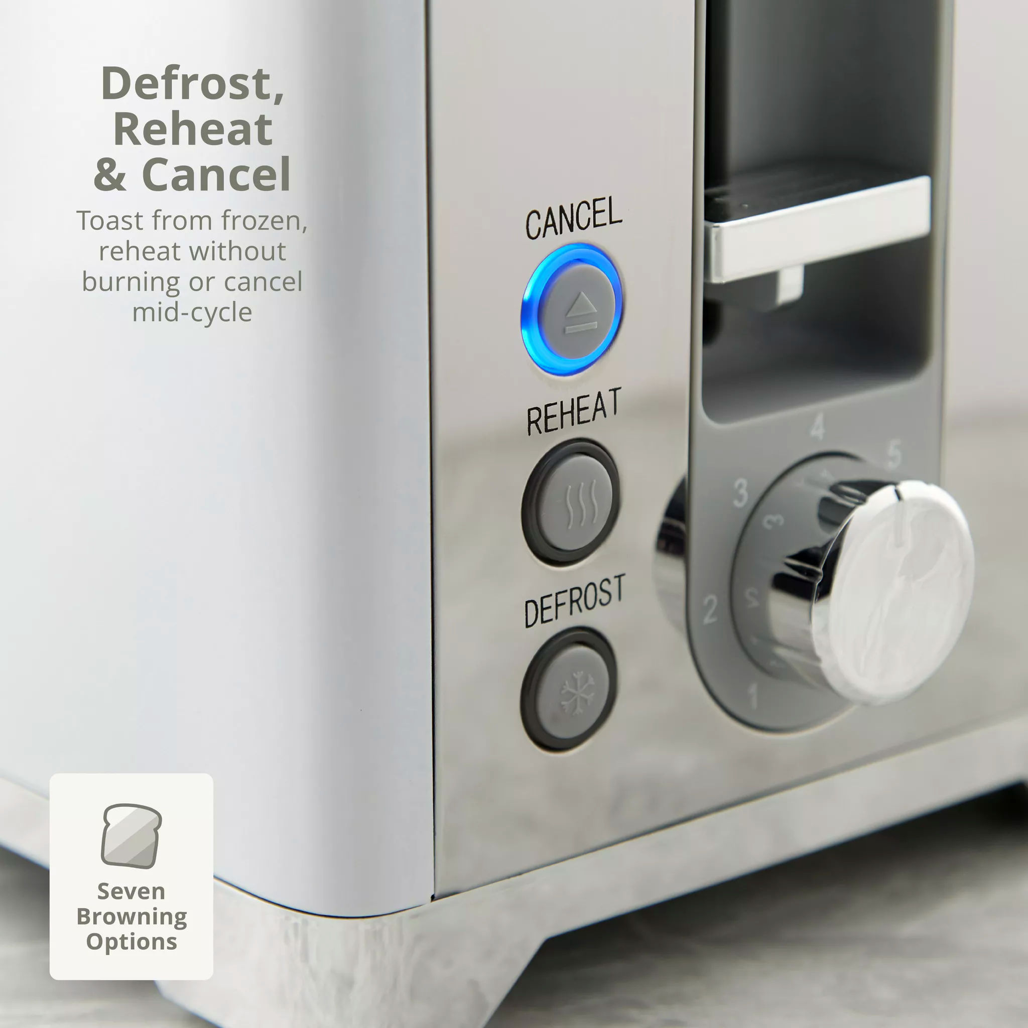 Swan ST19031WHT-TOA Solace 2 Slice Stainless Steel Toaster - Image 2