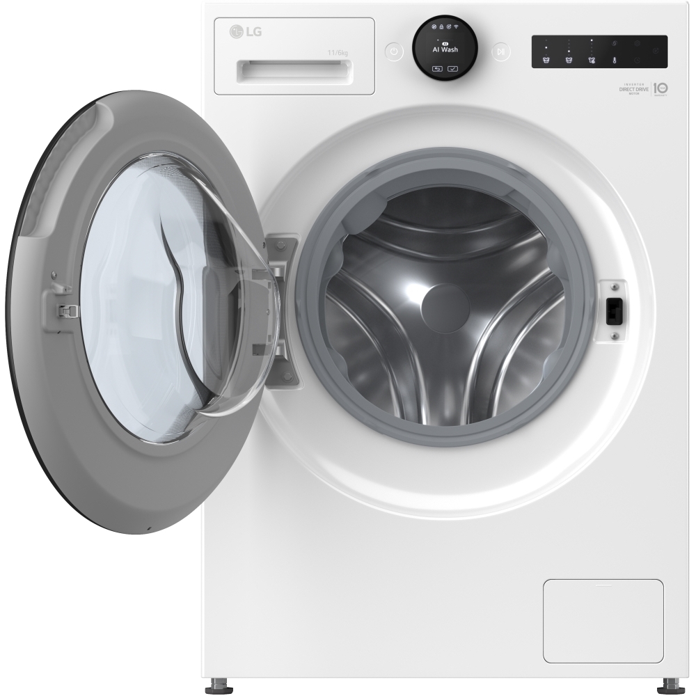 LG W4X7016TWB Series 7 AI Direct Drive™ Washer Dryer, 11kg/6kg, 1400 Spin, White, D Rated - Image 2 LG W4X7016TWB Series 7 AI Direct Drive™ Washer Dryer, 11kg/6kg, 1400 Spin, White, D Rated - Image 2