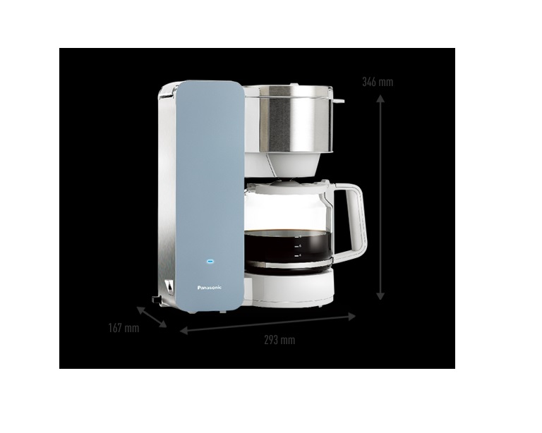 Panasonic NC-DF1AXC Coffee Maker 900 Watts 8 Cup - Stainless Steel & Blue - Image 2