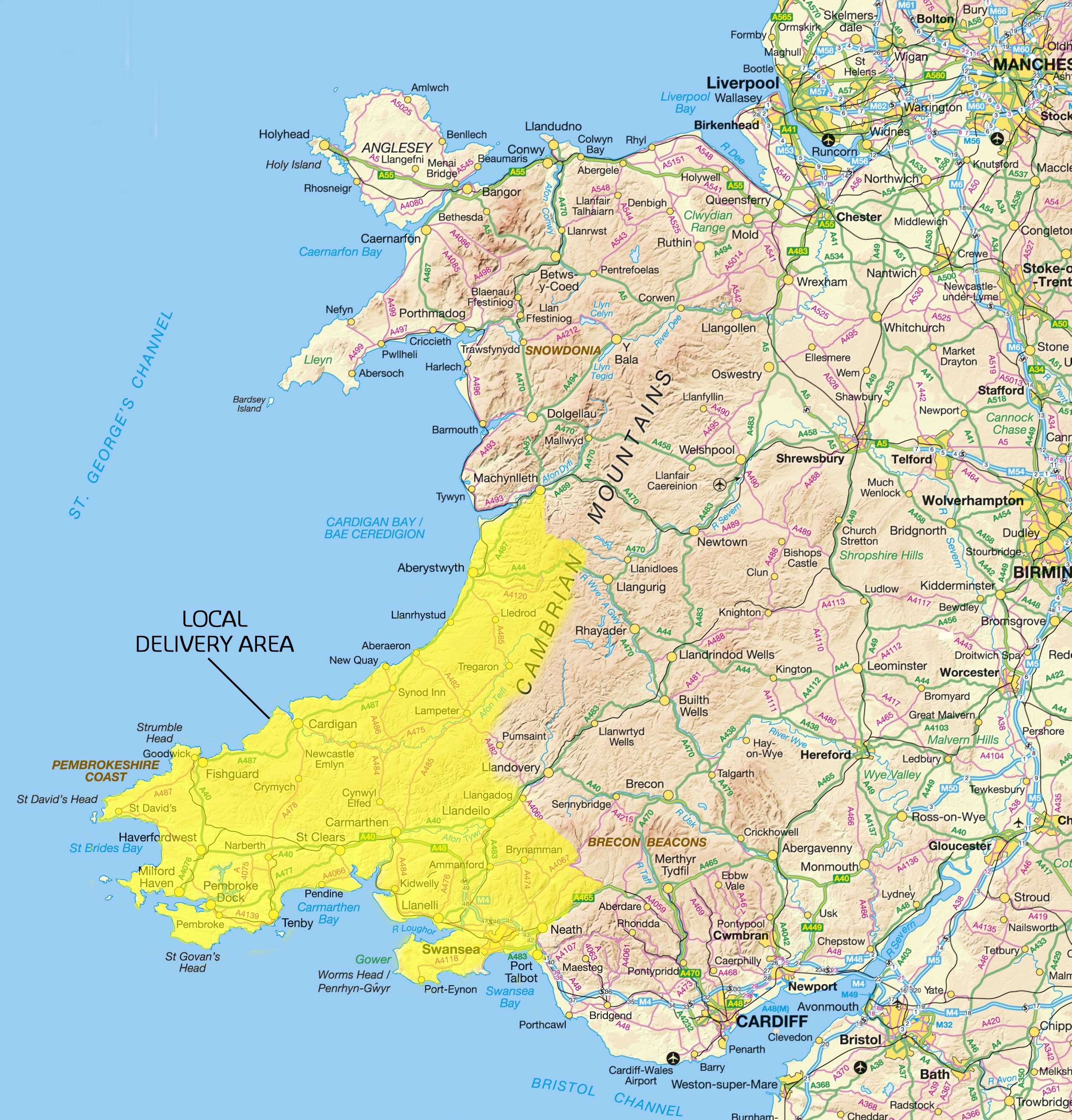 Vaughans local delivery area map