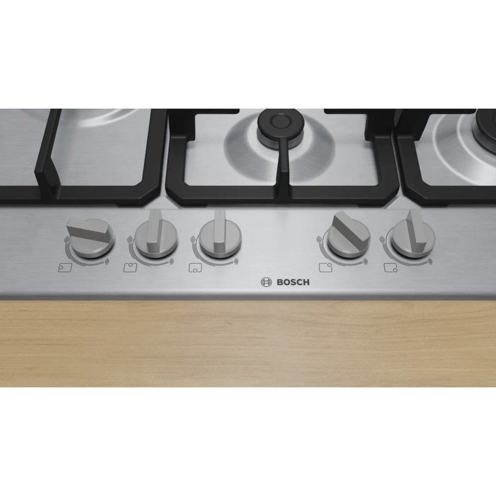 Bosch PGM7B5K90 Series 4, 75cm, 5 Burner Gas Hob - Stainless Steel - Image 2