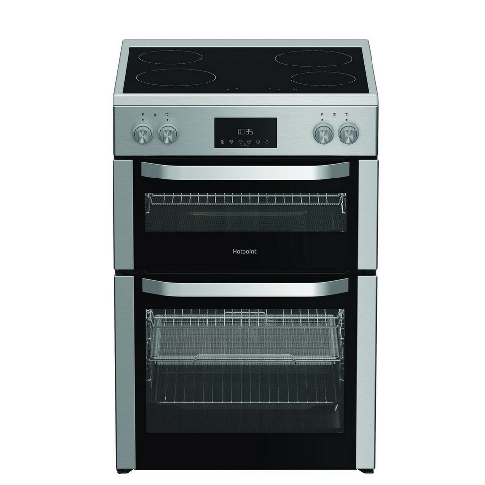 Hotpoint HDME6VDC2AX Double Oven Electric Cooker with Ceramic Hob - Stainless Steel - Image 1 Hotpoint HDME6VDC2AX Double Oven Electric Cooker with Ceramic Hob - Stainless Steel - Image 1