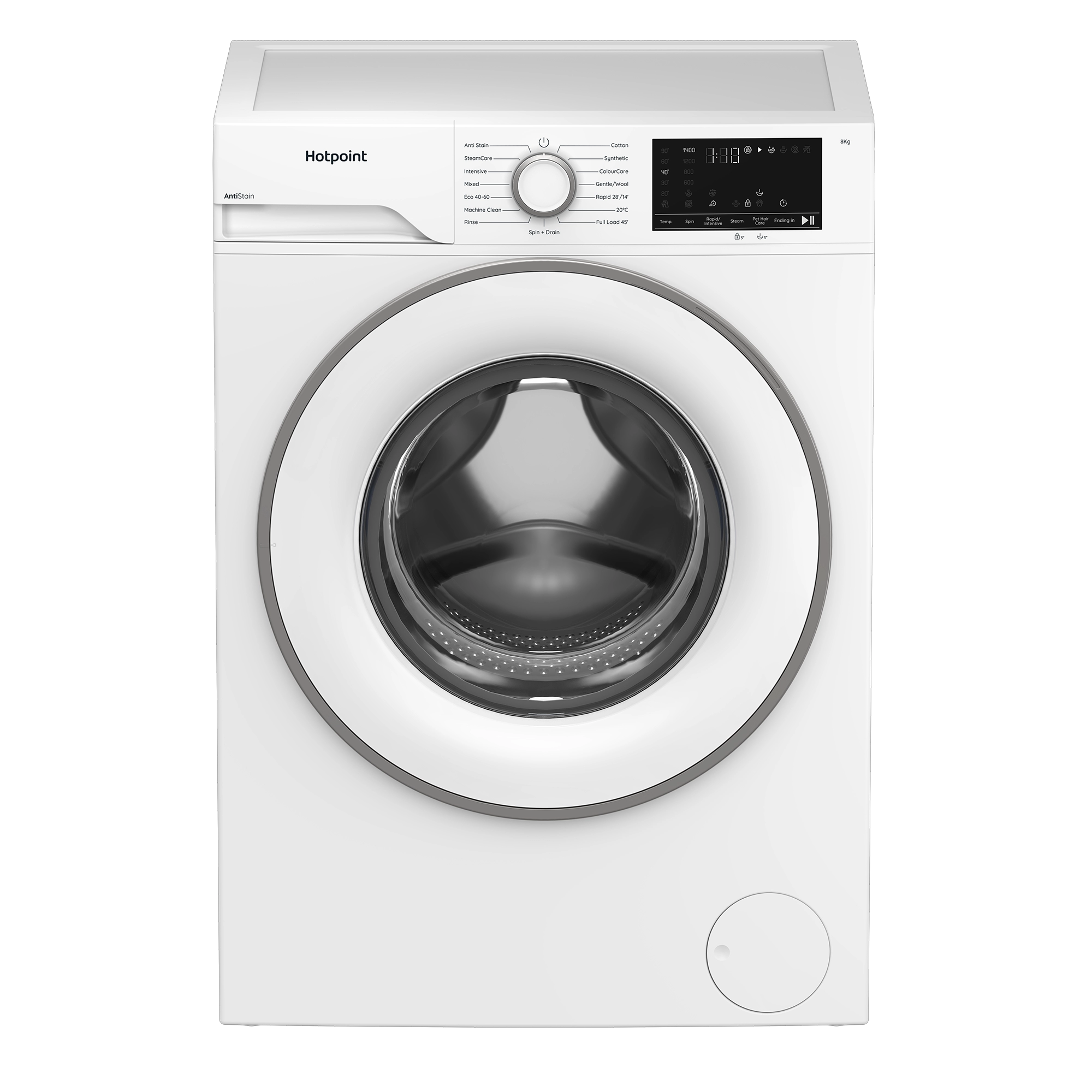 Hotpoint HEV841WUK 8kg 1400 Spin Washing Machine - White - Image 1 Hotpoint HEV841WUK 8kg 1400 Spin Washing Machine - White - Image 1