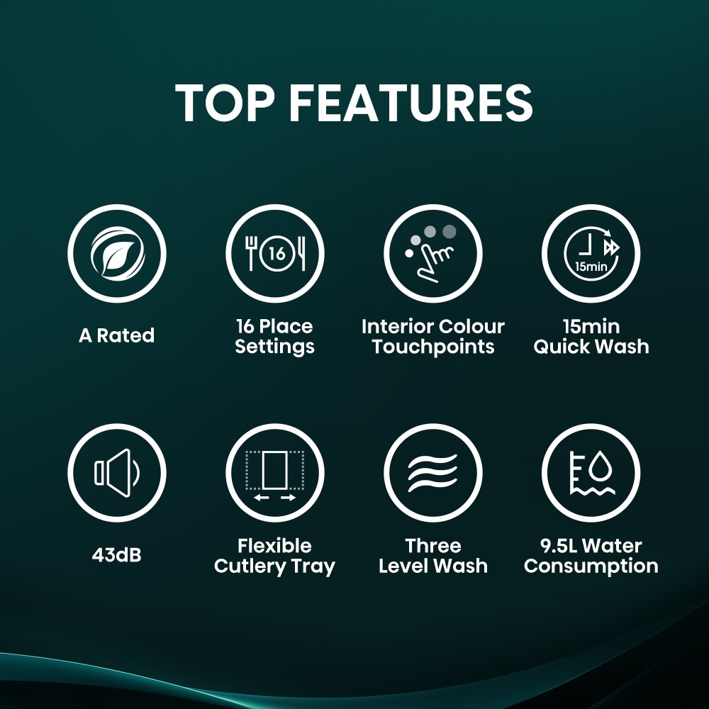 Hisense HV663A60UK Fully Integrated Dishwasher, 16 Place Setting - Image 2