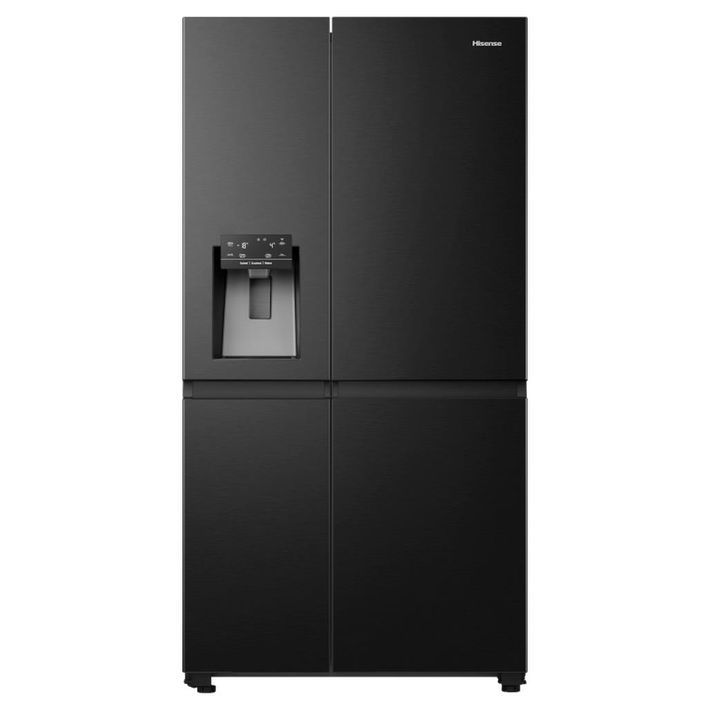Hisense RS818N4IFE American Fridge Freezer, Plumbed, Black - Image 1 Hisense RS818N4IFE American Fridge Freezer, Plumbed, Black - Image 1