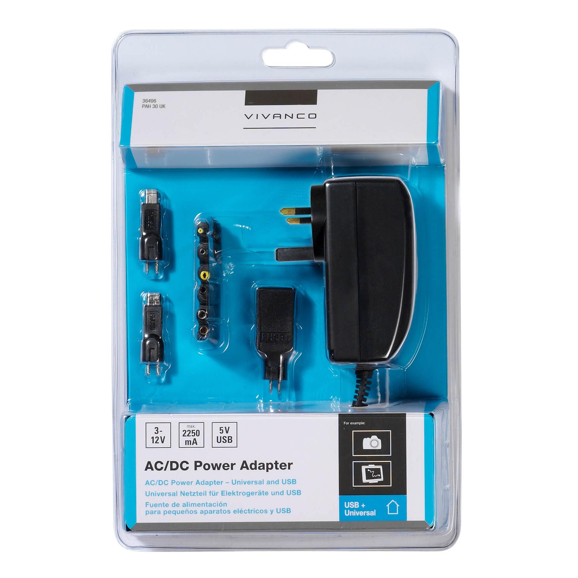 Vivanco PAH 30 Universal Power Adapter in black Vivanco PAH 30 Universal Power Adapter in black