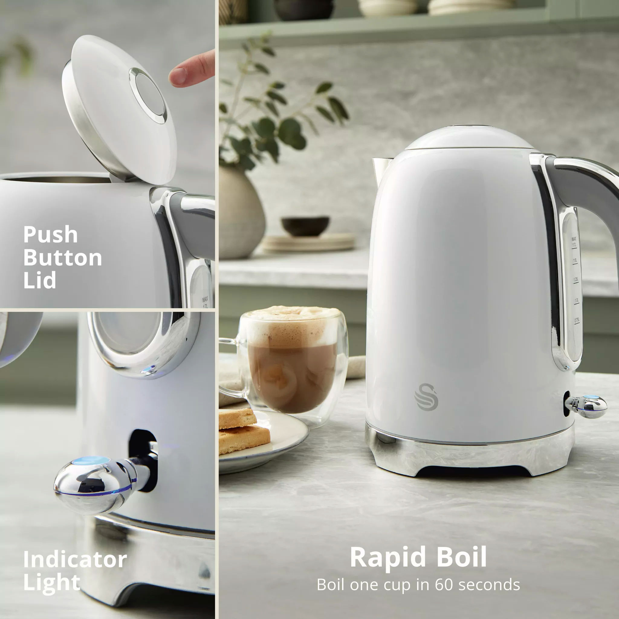 Swan SK19026WHT-KETT Solace 1.7L Rapid Boil Jug Kettle - Image 3