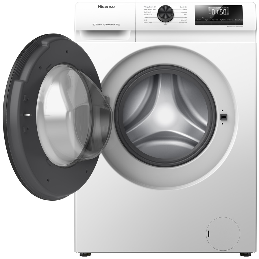 Hisense WFQP7012EVM 1 Series Washing Machine, 7kg, 1200 Spin, White - Image 2