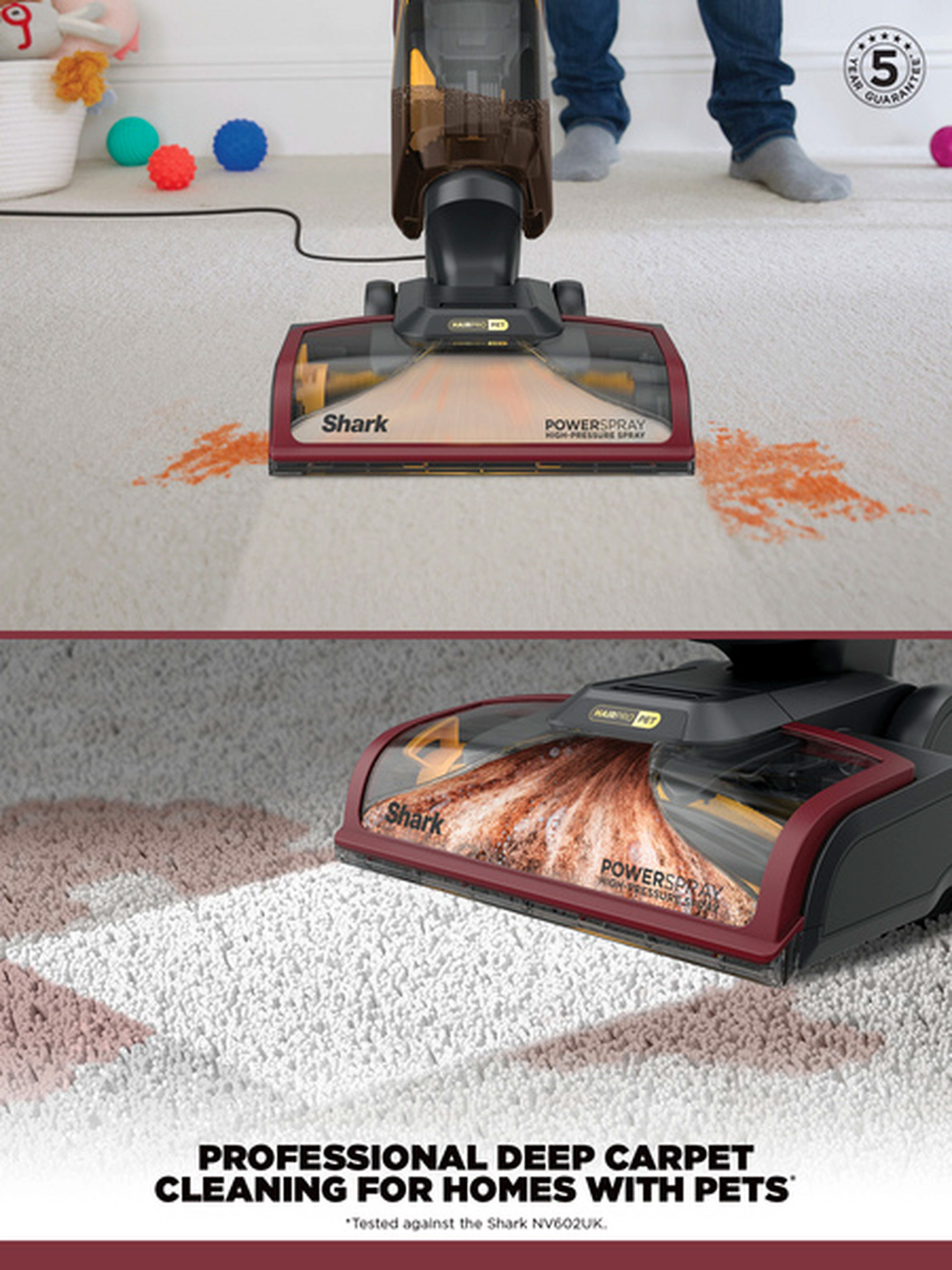 Shark EX220UK CarpetXpert HairPro Pet Deep Carpet Cleaner - Grey/Burgundy - Image 2 Shark EX220UK CarpetXpert HairPro Pet Deep Carpet Cleaner - Grey/Burgundy - Image 2