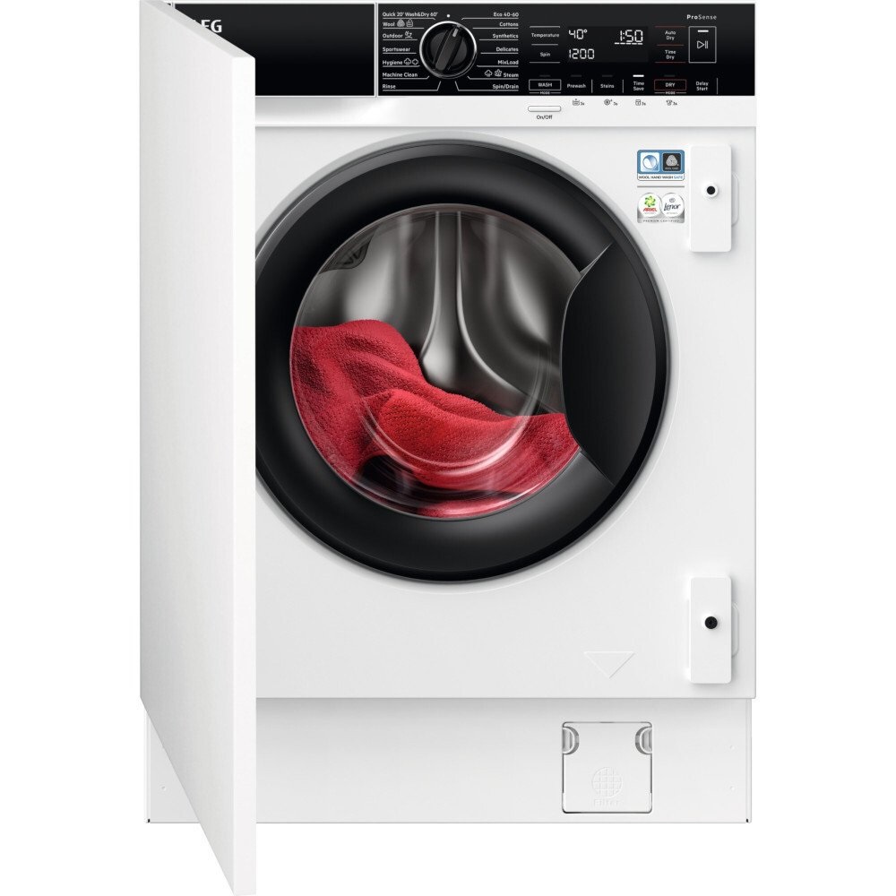 AEG L7WC84636BI 7000 ProSteam® Integrated Washer Dryer, 8kg/4kg, 1600 Spin – White