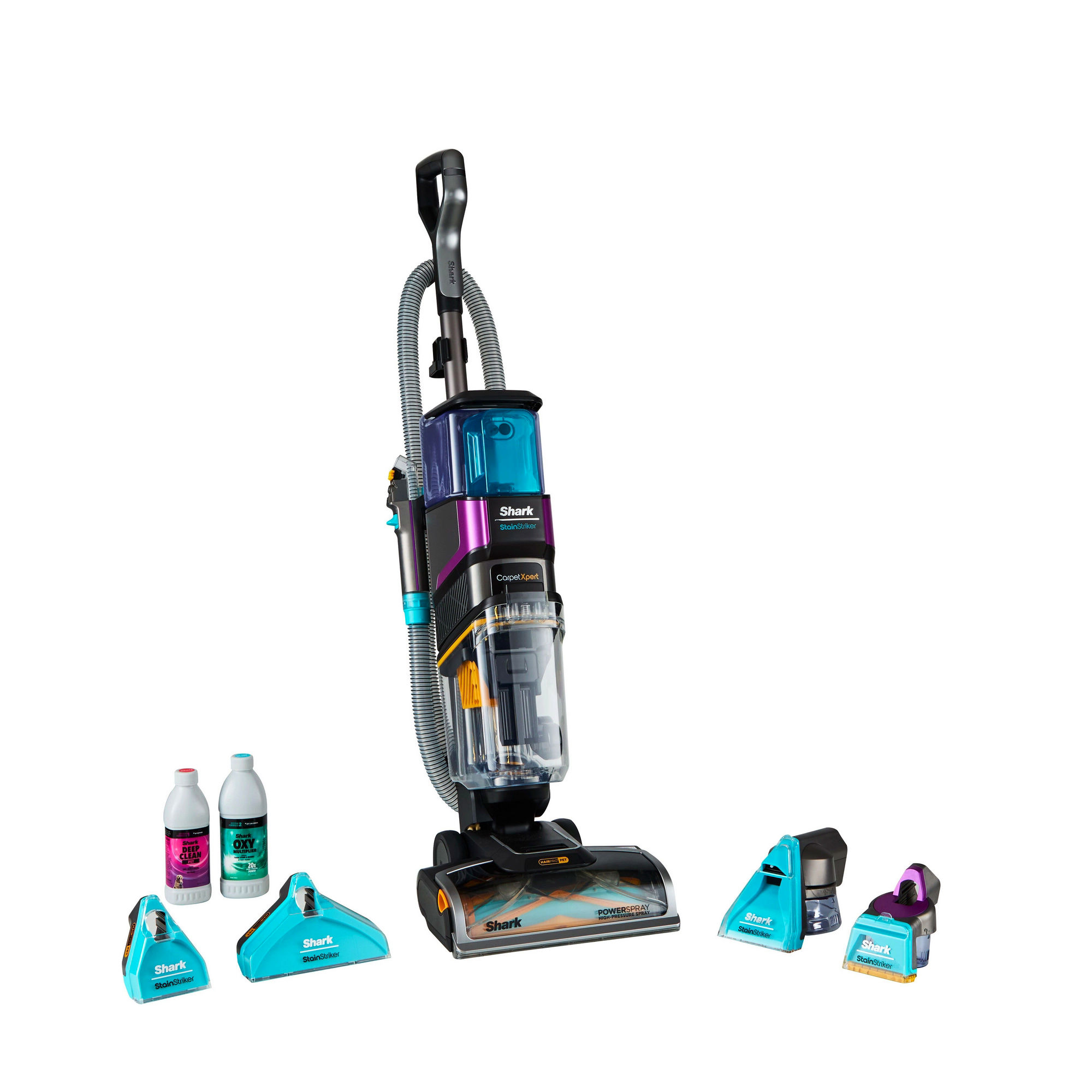 Shark EX300UK Shark CarpetXpert HairPro Pet Deep Carpet Cleaner with Built-In StainStriker - Charcoal & Fuchsia