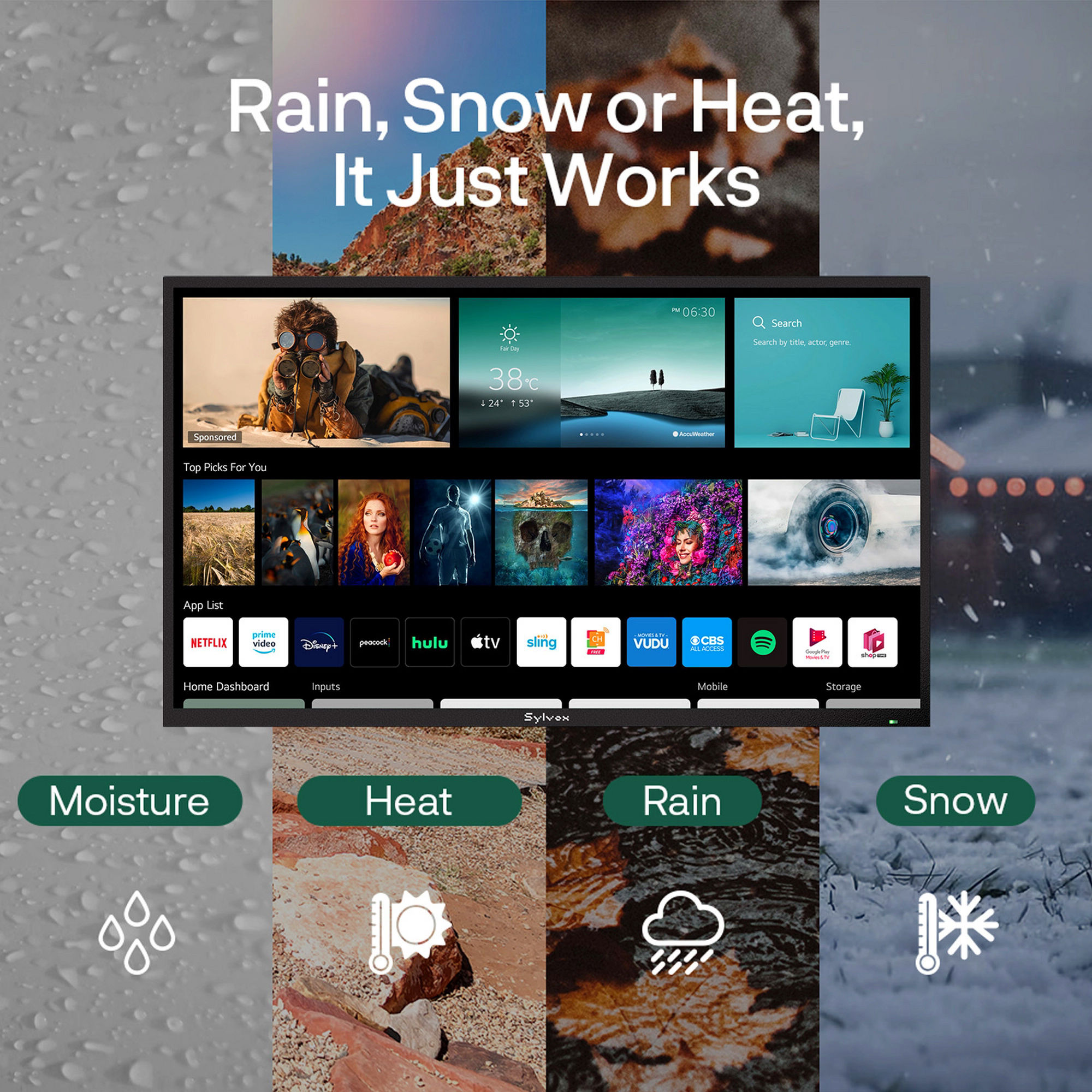 Sylvox OT65B1K4GC 65" Partial Sun Outdoor TV - Image 2 Sylvox OT65B1K4GC 65" Partial Sun Outdoor TV - Image 2