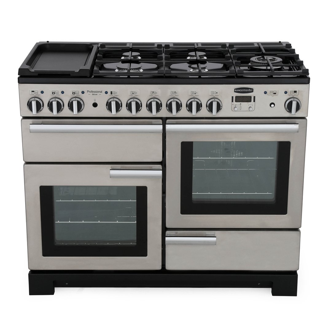 Rangemaster PDL110DFFSS-C 110cm Dual Fuel Range Cooker Professional Deluxe Stainless Steel/Chrome