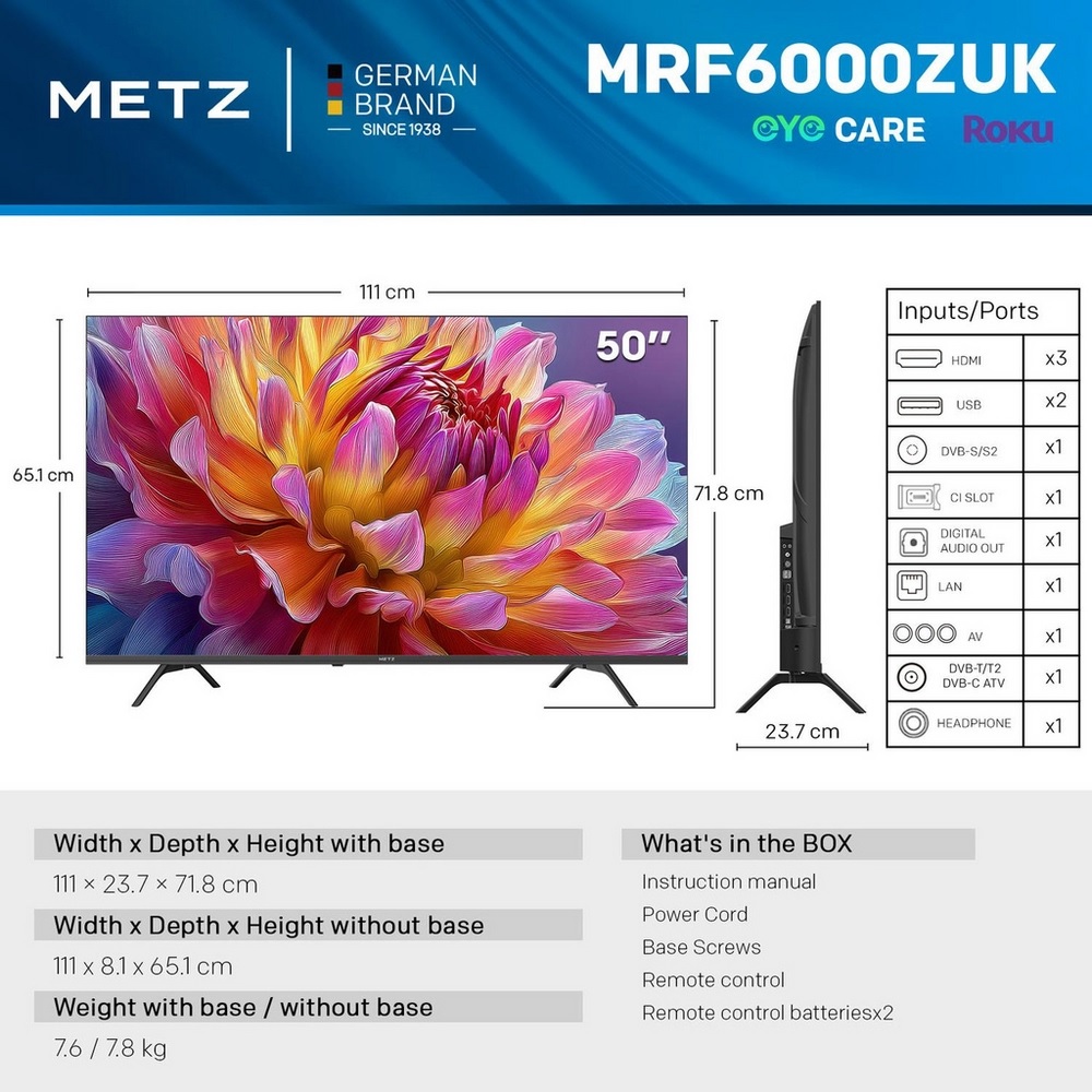 METZ 50MRF6000ZUK 50" 4K DLED Smart TV – Black - Image 2 METZ 50MRF6000ZUK 50" 4K DLED Smart TV – Black - Image 2