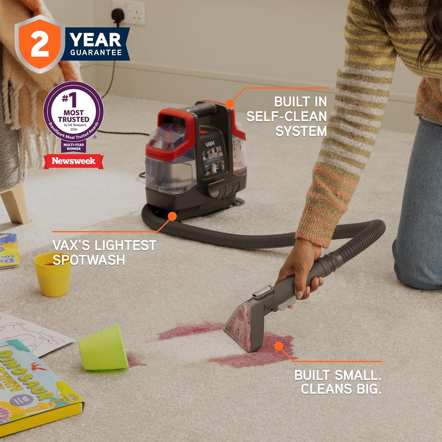 VAX CDSW-MCXS SpotWash Mini Spot Carpet and Rug Cleaner – Grey - Image 2