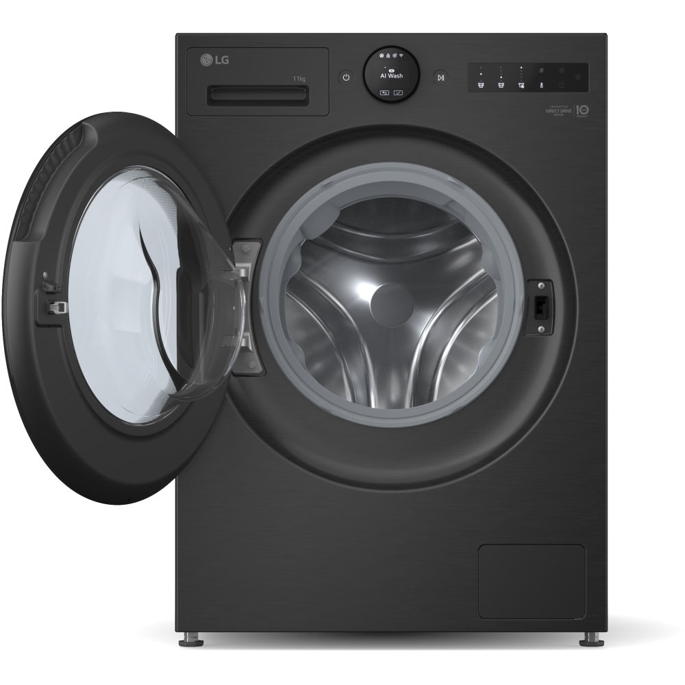 LG F4X7011TBB Washing Machine, 11kg, 1400 Spin, Black, A Rated - Image 2