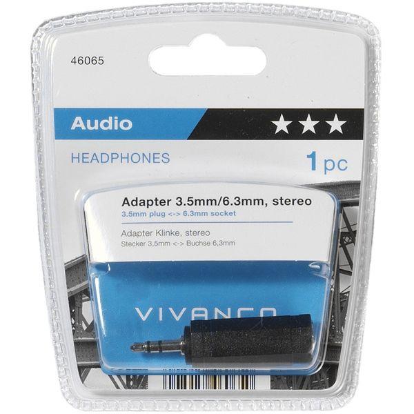 Vivanco 46065 3.5mm / 6.3mm Stereo Adaptor in black