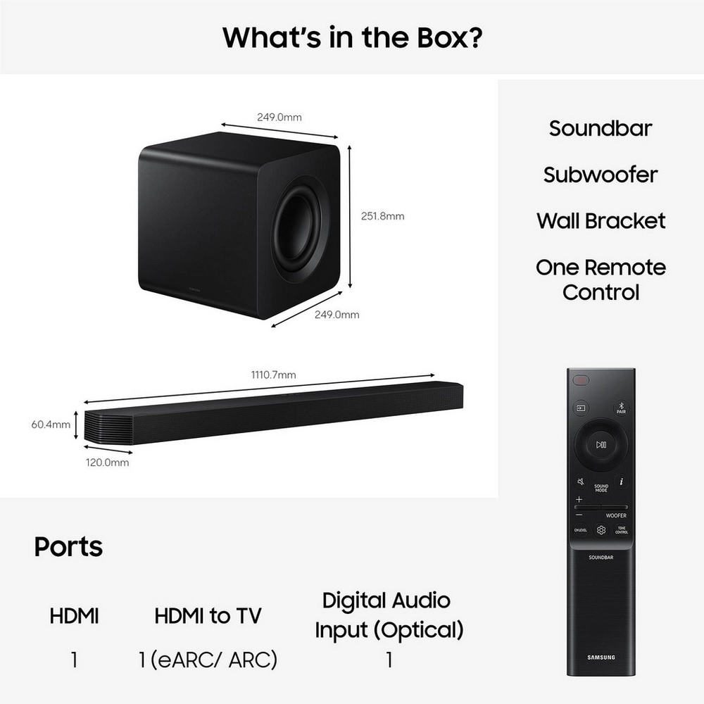 Samsung HW-Q800H/XU 5.1.2ch Q-Series Soundbar with Subwoofer - Black - Image 7 Samsung HW-Q800H/XU 5.1.2ch Q-Series Soundbar with Subwoofer - Black - Image 7