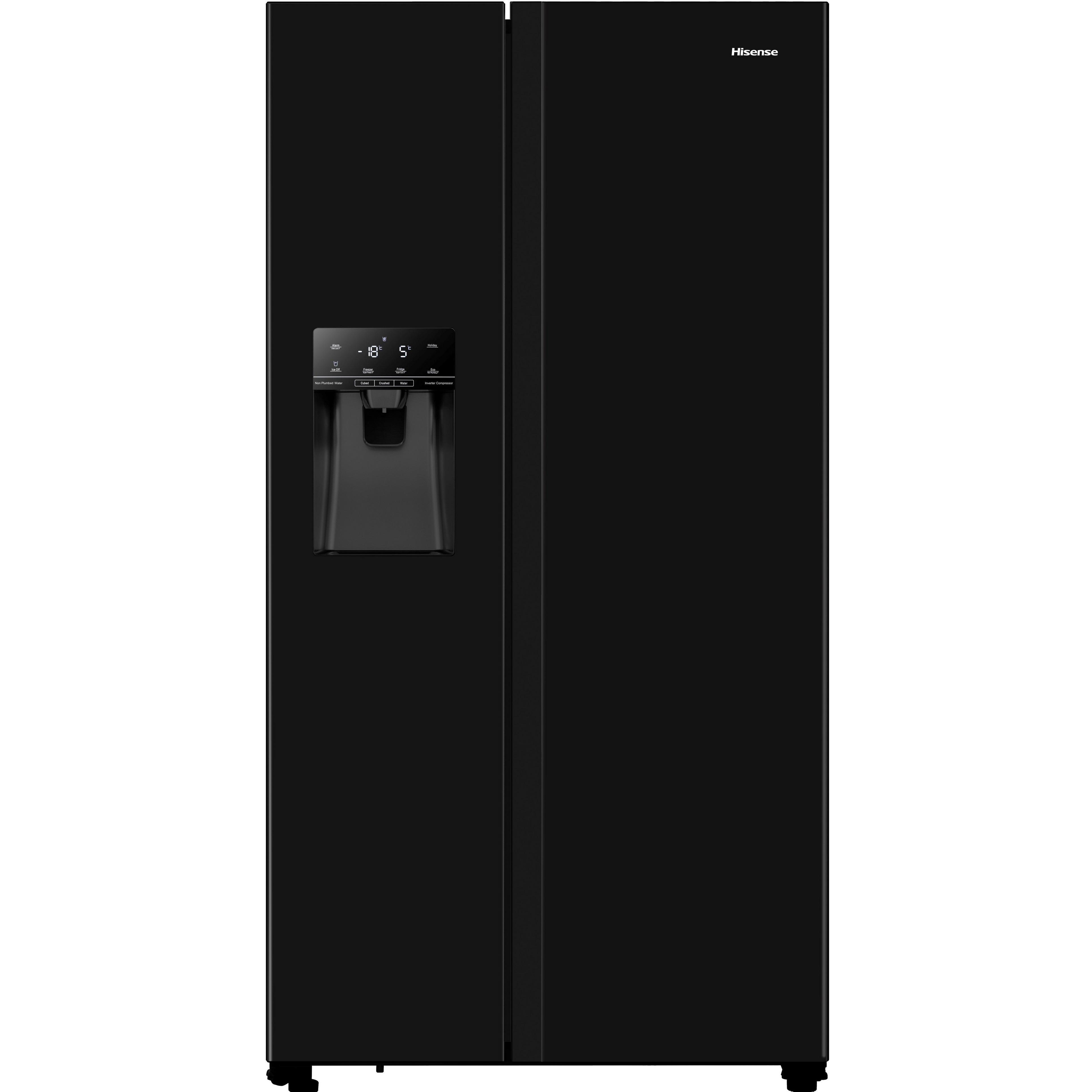 Hisense RS694N4TBE American Fridge Freezer, Non-Plumbed, Black - Image 1
