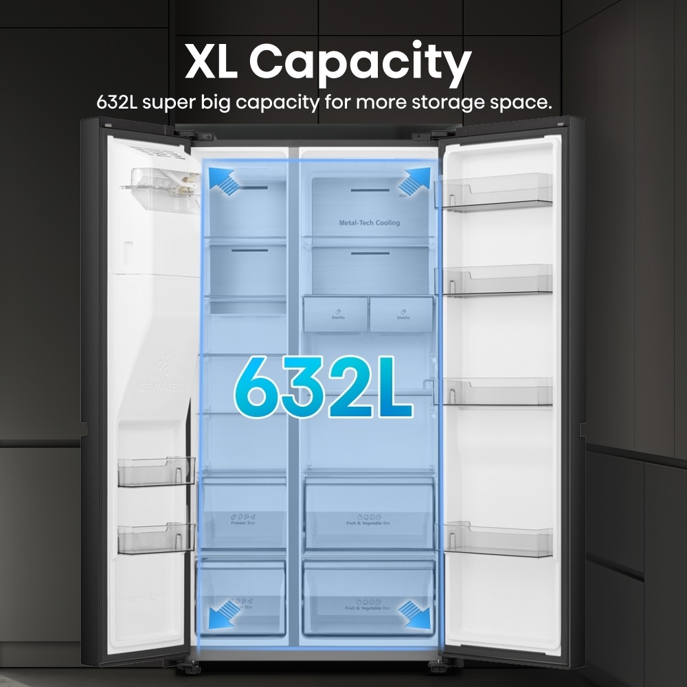 Hisense RS818N4IFE American Fridge Freezer, Plumbed, Black - Image 2