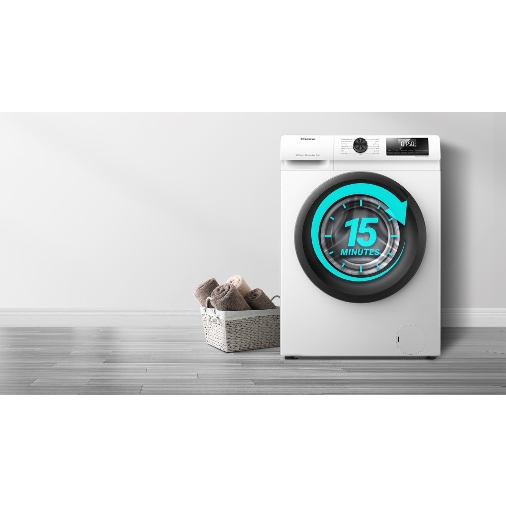 Hisense WFQP7012EVM 1 Series Washing Machine, 7kg, 1200 Spin, White - Image 5