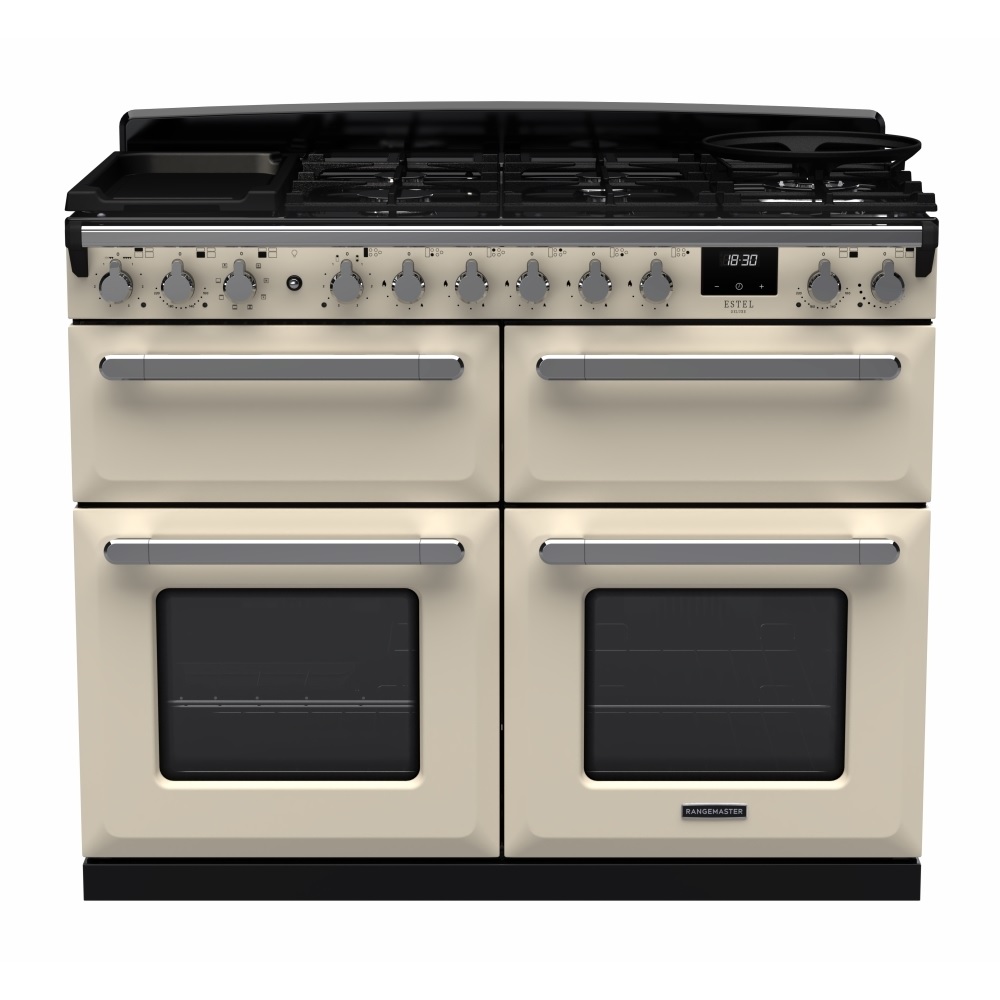 Rangemaster ESDLB110DFPPCR/CM1 110cm Dual Fuel Range Cooker Estel Deluxe Pale Cream/Chrome Rangemaster ESDLB110DFPPCR/CM1 110cm Dual Fuel Range Cooker Estel Deluxe Pale Cream/Chrome
