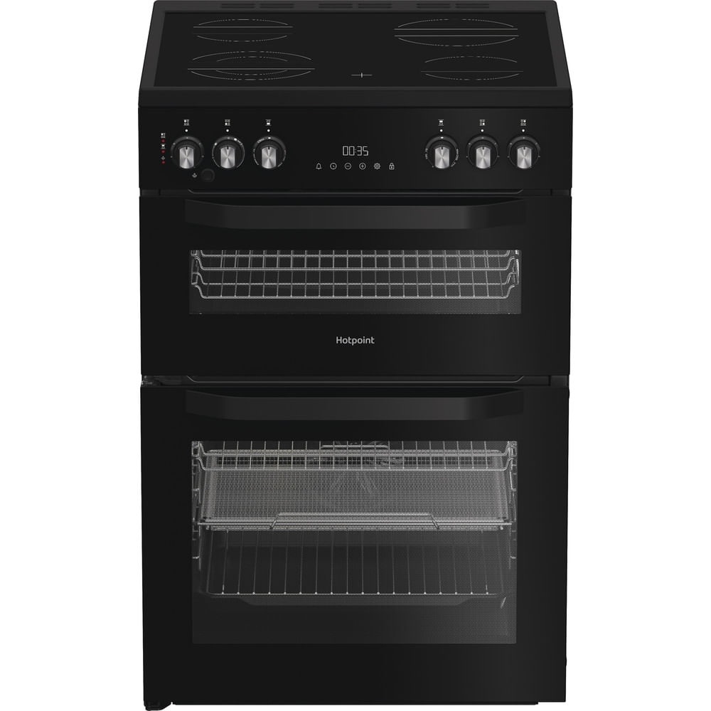 Hotpoint HDE6VDCASB1 Ceramic Electric Cooker with Double Oven - Black - Image 1