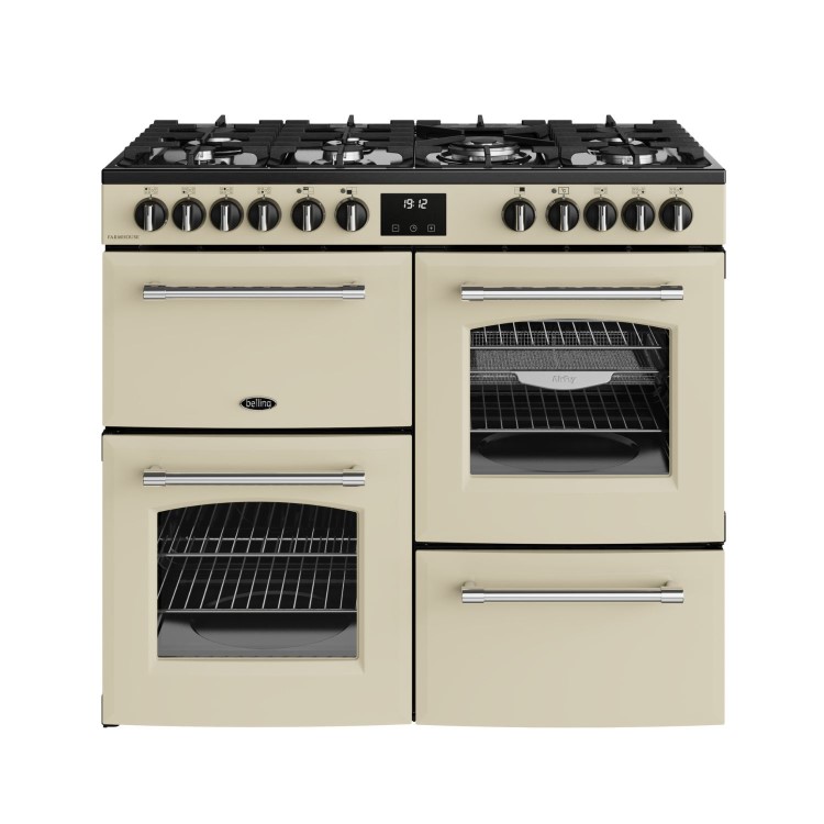 Belling FARMHOUSE 444411836 110E Ceramic Range Cooker, Cream, A Rated