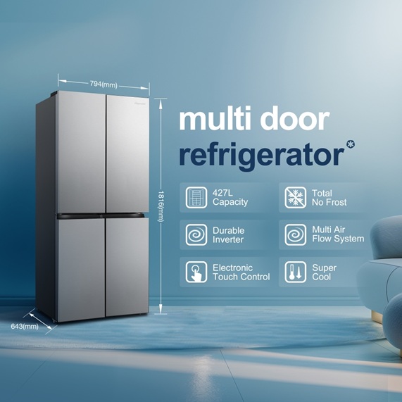 Fridgemaster MQ79395ES Non-Plumbed American Fridge Freezer – Silver - Image 3