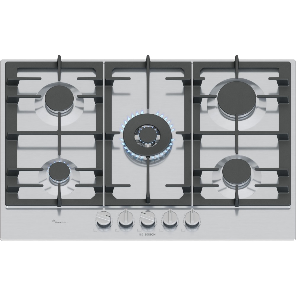 Bosch PCQ7A5I90 Series 6, 5 Burner Gas Hob - Stainless Steel Bosch PCQ7A5I90 Series 6, 5 Burner Gas Hob - Stainless Steel