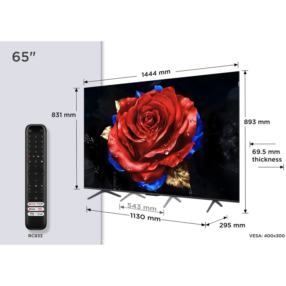 TCL 65T8C-UK 65" QLED Smart Television, 4K Ultra HD - Image 2 TCL 65T8C-UK 65" QLED Smart Television, 4K Ultra HD - Image 2