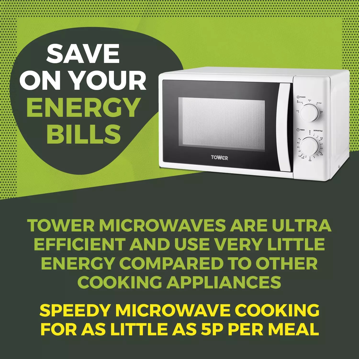 TOWER T24034WHT 20 Litre 700W Manual Microwave - Image 3