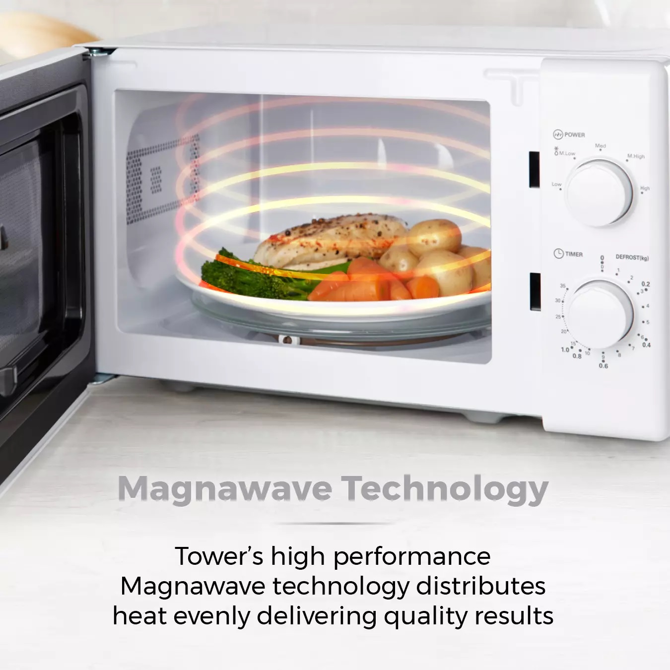 TOWER T24034WHT 20 Litre 700W Manual Microwave - Image 5