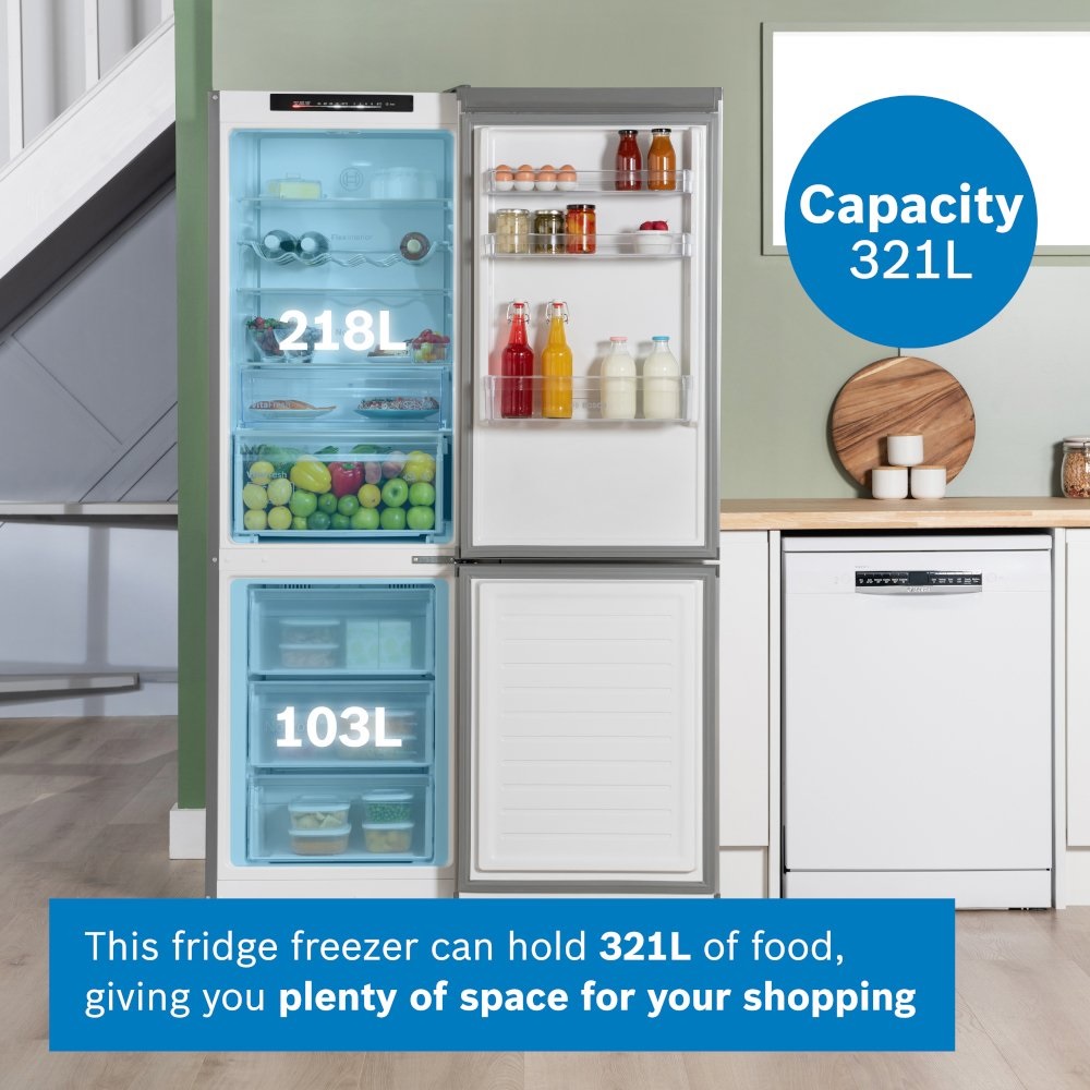 Bosch KGN362LDFG Series 4 No Frost Fridge Freezer, 60/40 - Stainless Steel - Image 3