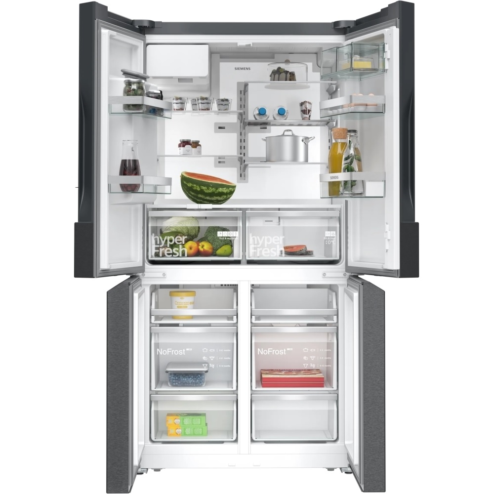 Siemens KF96DPXEA iQ700 Plumbed American Fridge Freezer - Brushed Black Steel - Image 2