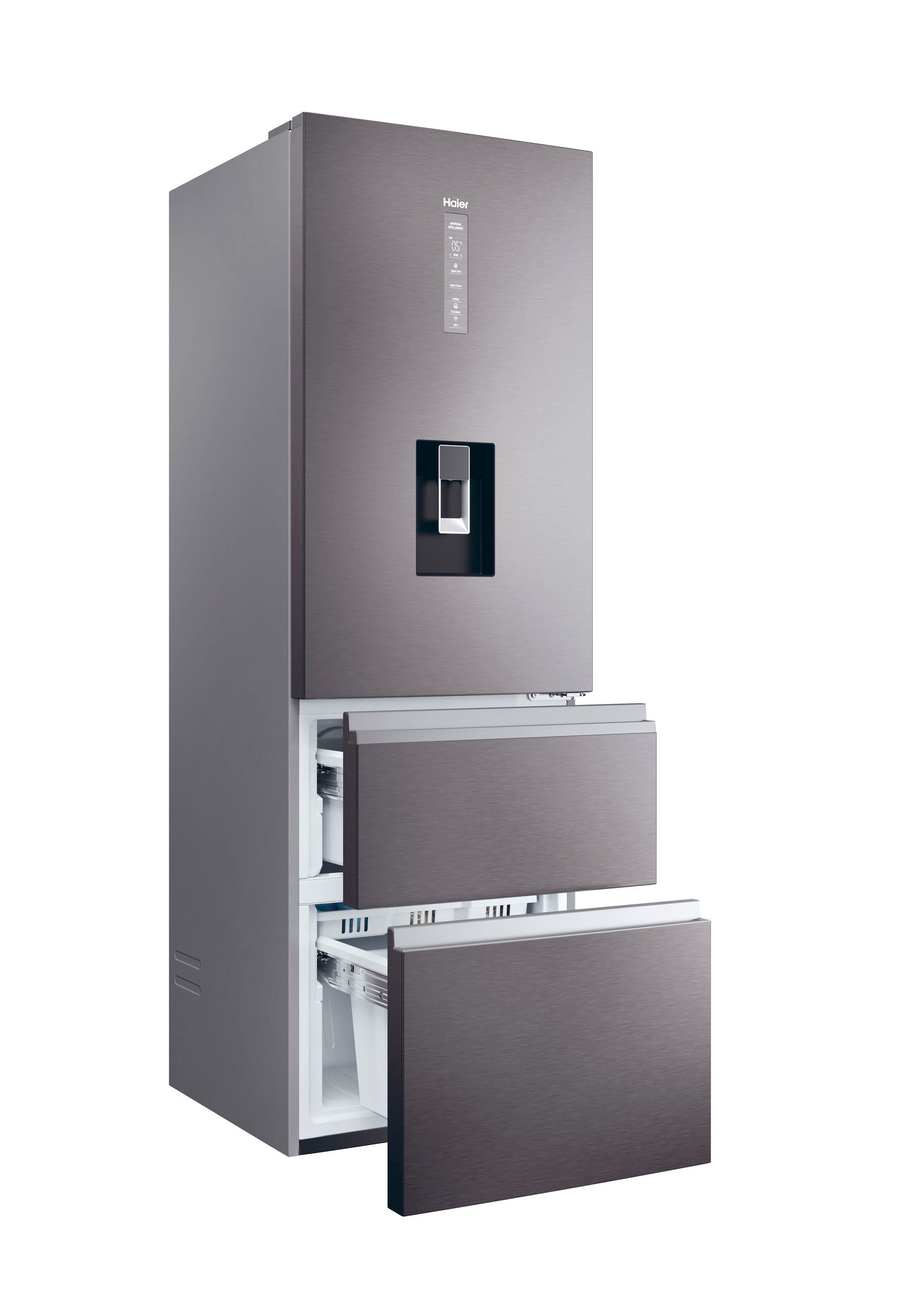 Haier HTW5618EWMP 59.5cm 60/40 Frost Free Fridge Freezer - Dark Inox - Image 3 Haier HTW5618EWMP 59.5cm 60/40 Frost Free Fridge Freezer - Dark Inox - Image 3