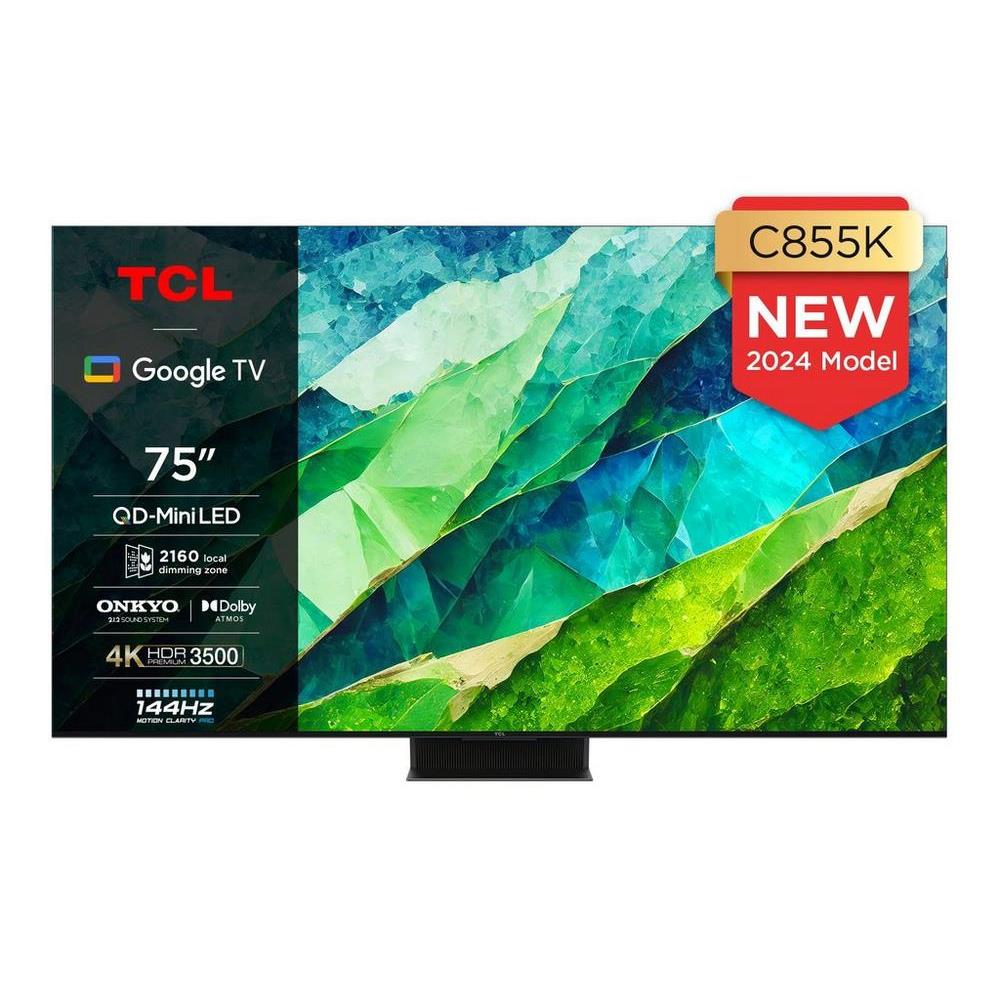 TCL 75C855K 75 4K HDR QLED Android TV in brushed titanium