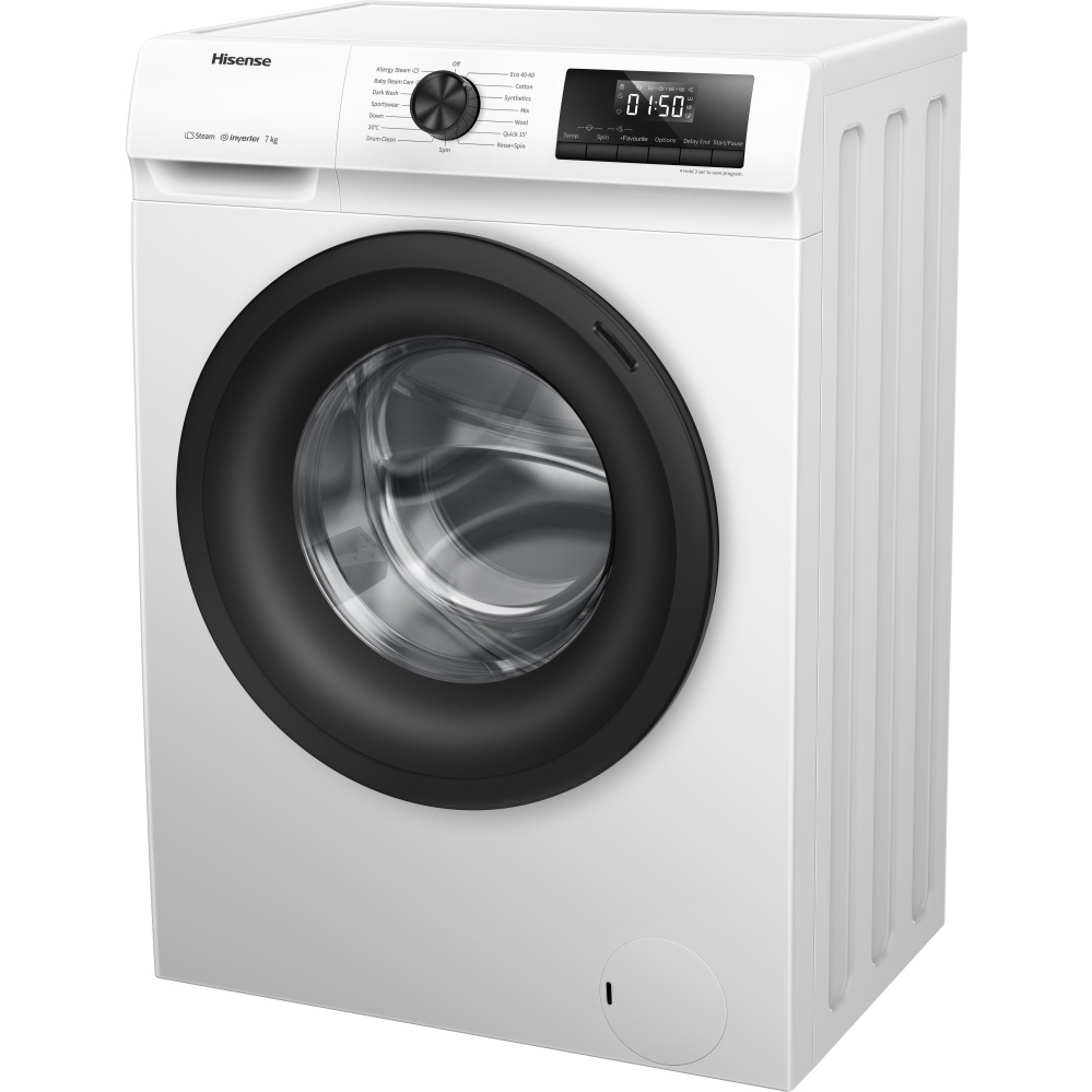 Hisense WFQP7012EVM 1 Series Washing Machine, 7kg, 1200 Spin, White - Image 3