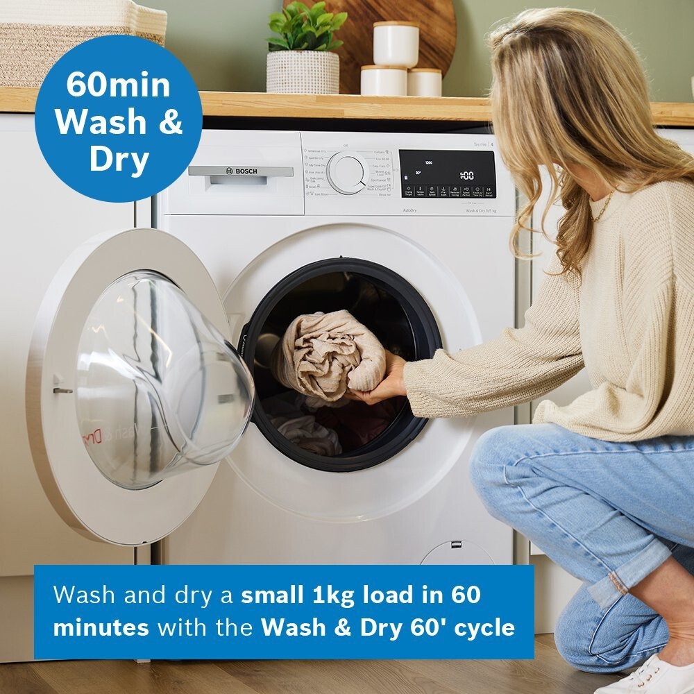 Bosch WNA144V9GB Series 4 Washer Dryer, 9kg/5kg, 1400 Spin – White - Image 3