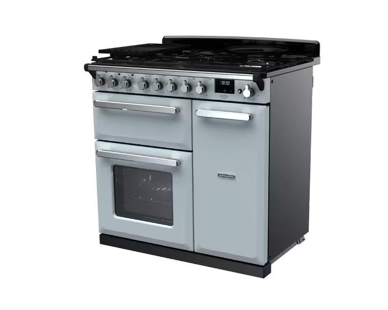 Rangemaster ESDL90DFPMSB-CM1 90cm Dual Fuel Range Cooker, Misty Blue / Chrome - Image 3