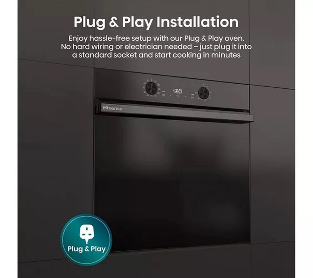 Hisense BI622ABPGUK Built In Electric Single Steam, Plug & Play Oven - Jet Black - Image 2