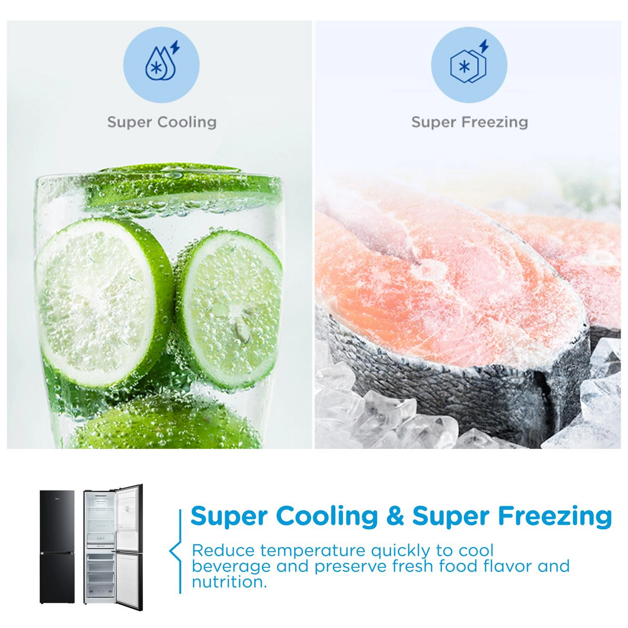Midea MDRB379FGD30 Combi Fridge Freezer D Rated in Black - Image 3