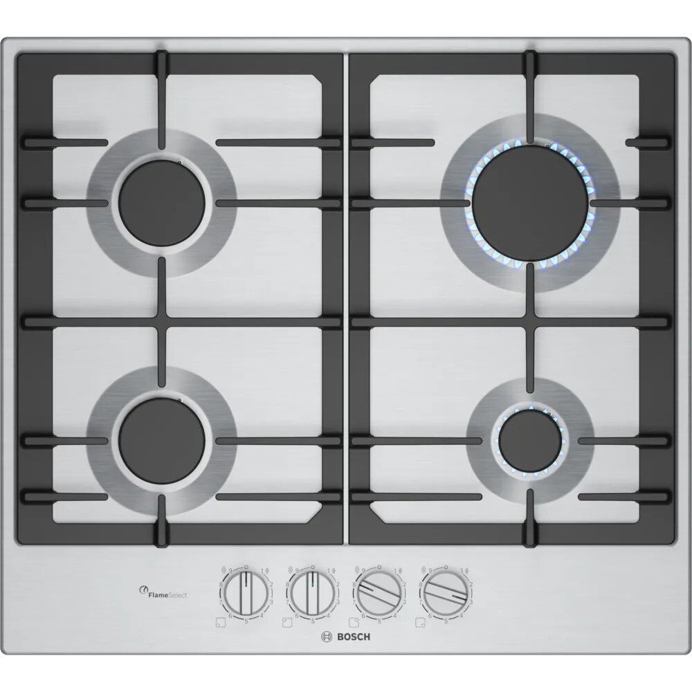 Bosch PCP6A5I90 58cm 4 Burner Gas Hob - Stainless Steel Bosch PCP6A5I90 58cm 4 Burner Gas Hob - Stainless Steel