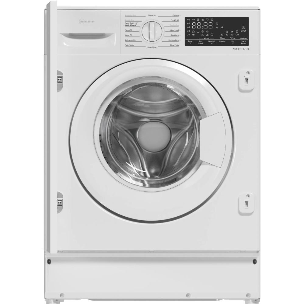Neff V8540X0GB Integrated Washer Dryer, 8kg/5kg, 1400 Spin, White, E Rated