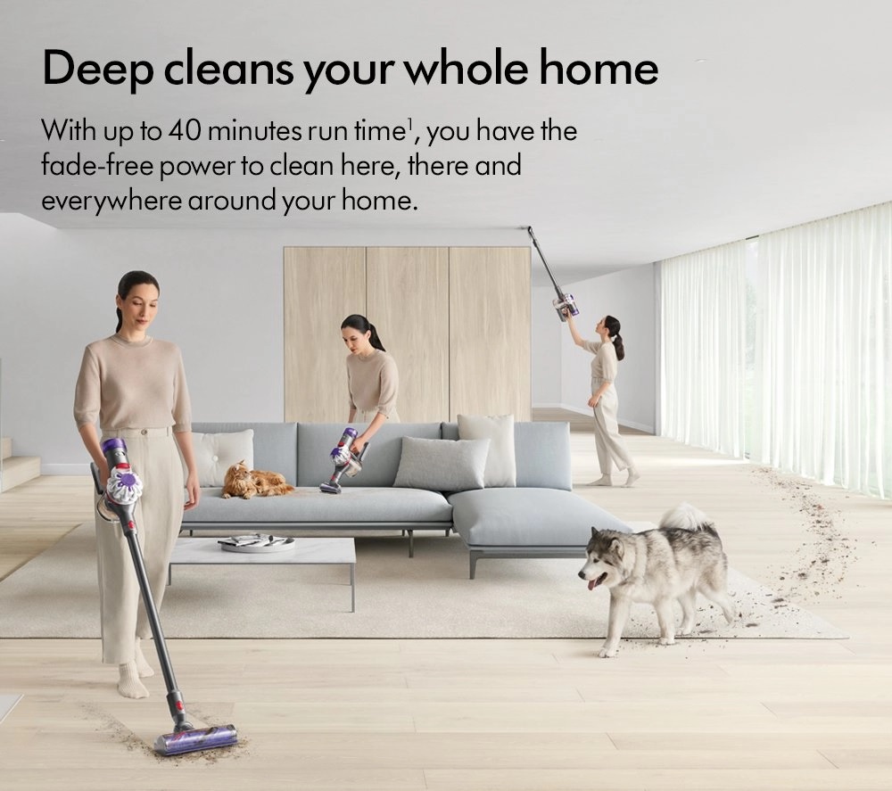 Dyson V8ABS-2023 Cordless Stick Vacuum Cleaner, 40 Minutes Run Time - Silver/Yellow - Image 2