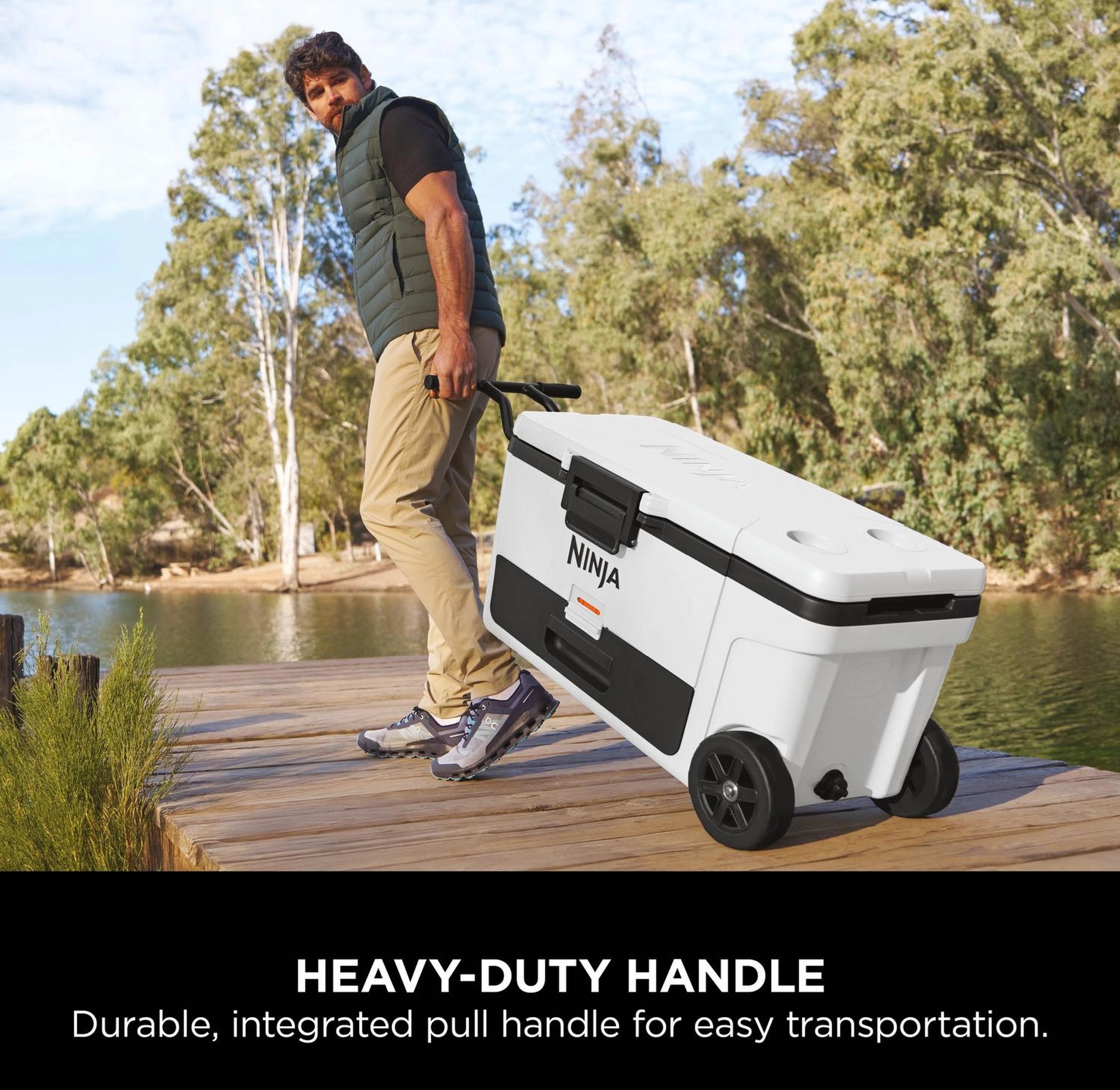 NINJA FB265EUUKWH FrostVault 61L Wheeled Cooler with Dry Zone - Cloud White - Image 3